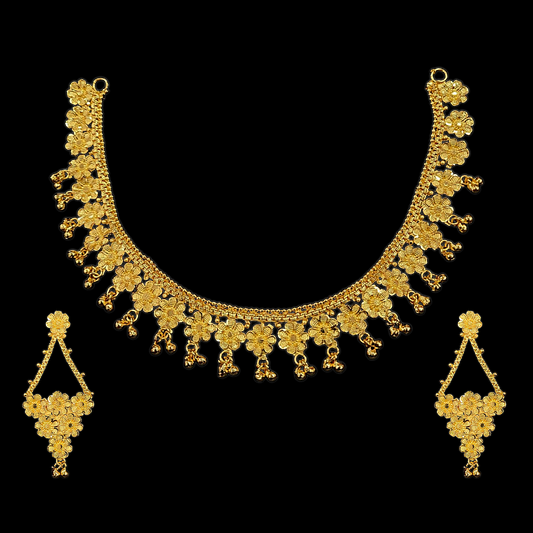 Flower Drop Necklace Set - My Golden Wish