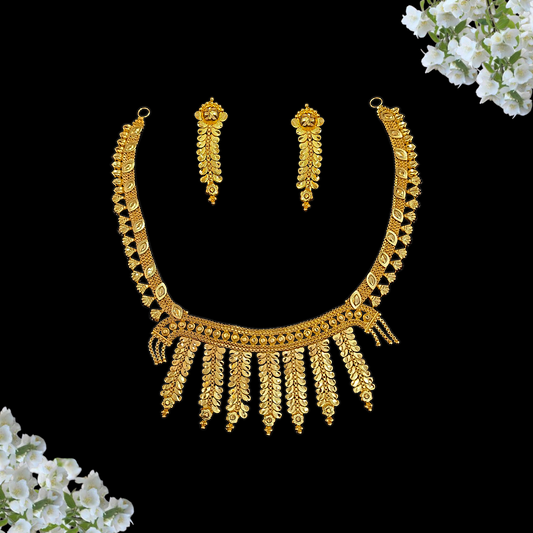 Dropping Leaf Necklace Set - My Golden Wish