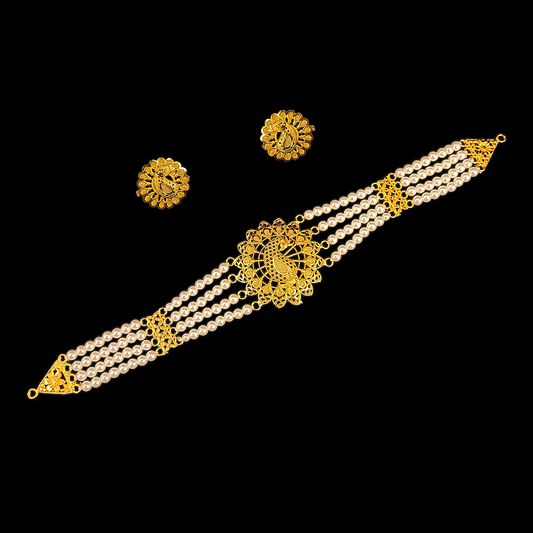 Peacock Pearl Choker Set - My Golden Wish