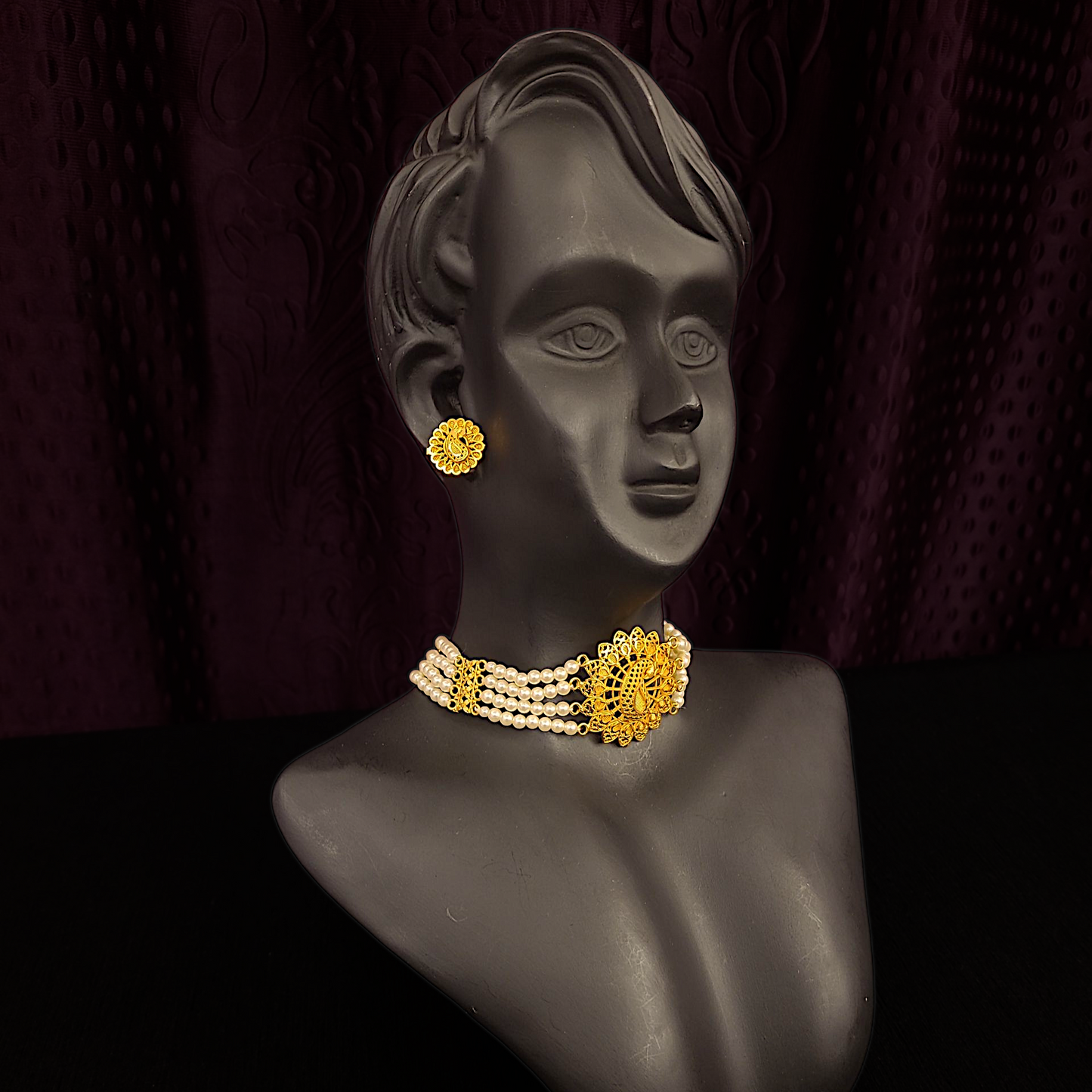 Peacock Pearl Choker Set - My Golden Wish