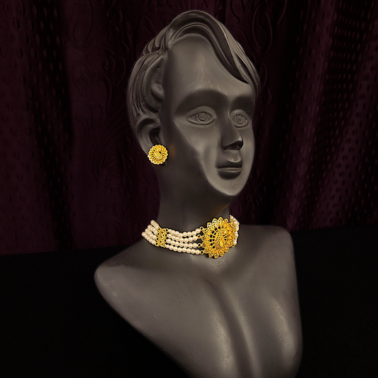 Peacock Pearl Choker Set - My Golden Wish
