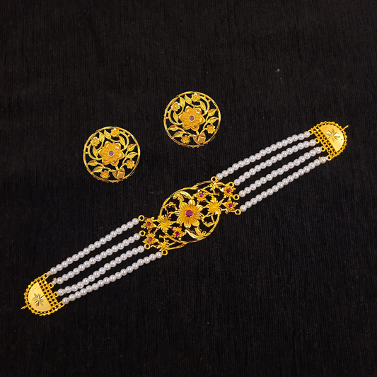 Pearl Ruby Choker Set