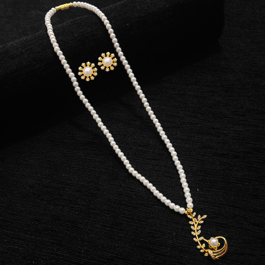 Leaf Pearl Necklace Set - My Golden Wish