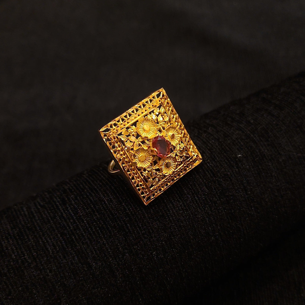 Adjustable Square Cut Ruby Ring