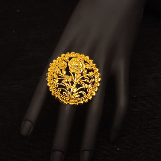 Adjustable Big Rose Leaf Ring