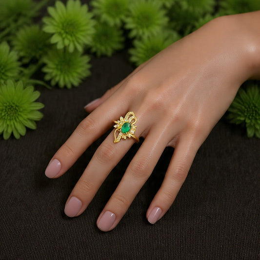 Adjustable Designer Emerald Ring