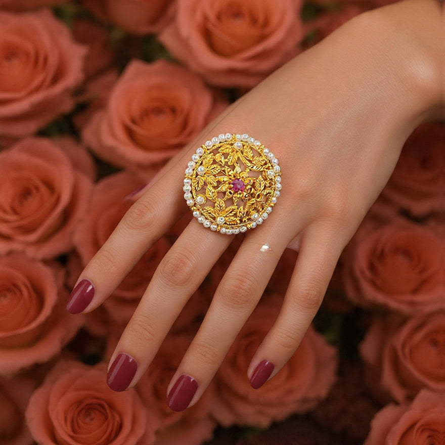 Adjustable Pearl Binding Jodha Ring