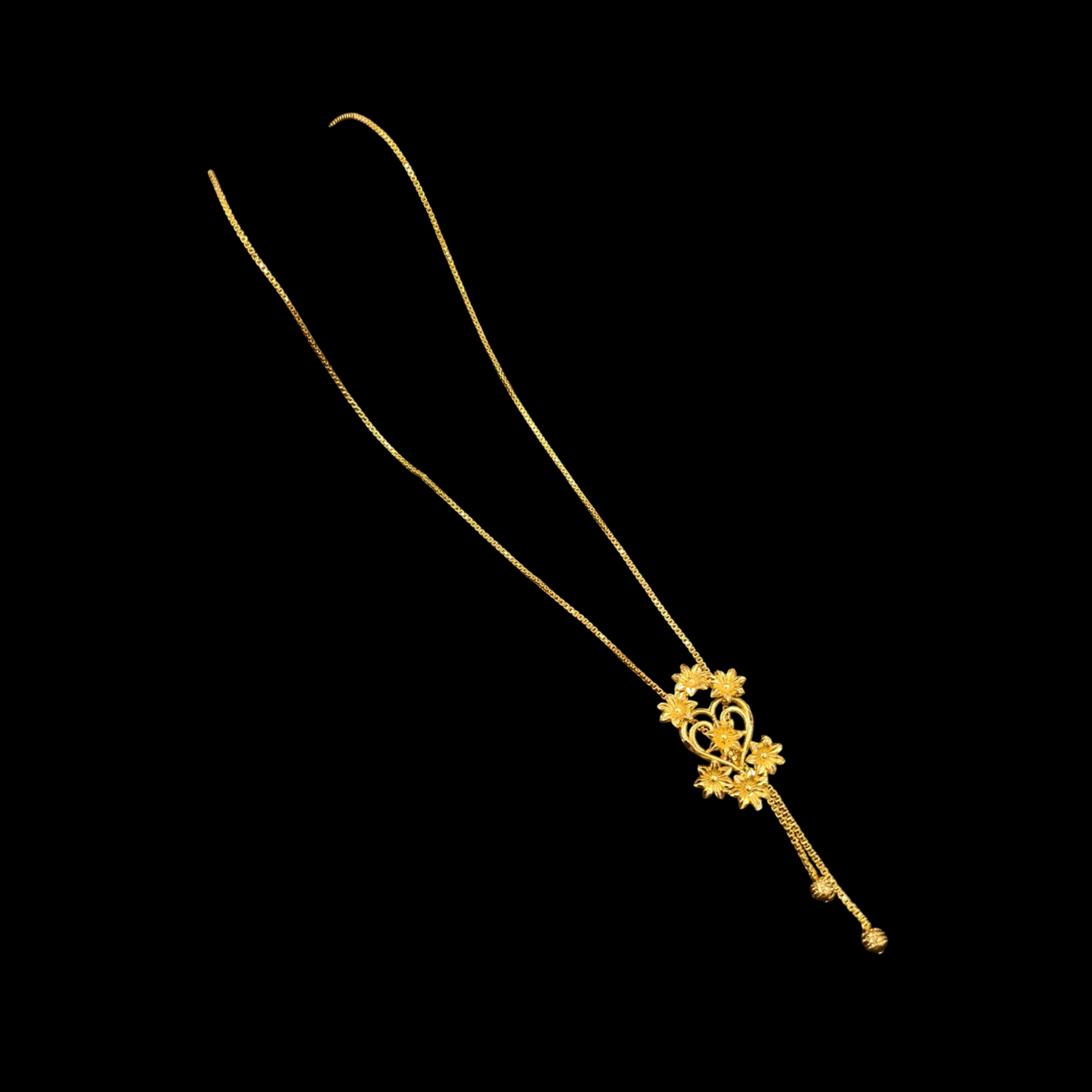 Flowery Heart Tie Chain - My Golden Wish