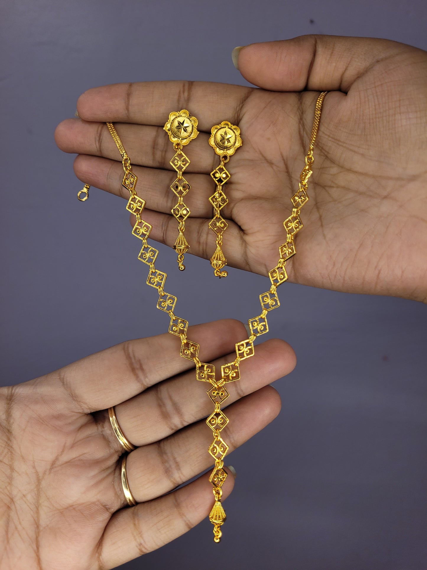 Sleek Diamond Line Necklace Set