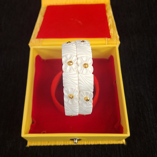 Gold Plated Flower Cut Tip Original Sankha - My Golden Wish