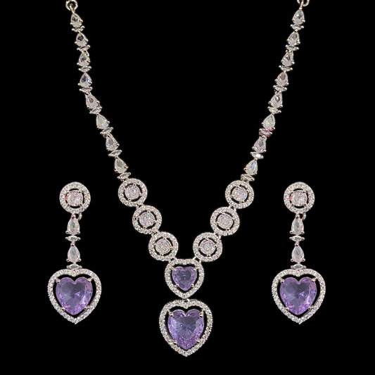 Small Heart AD Necklace Light Purple