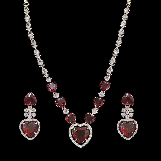 Small Heart AD Necklace Red