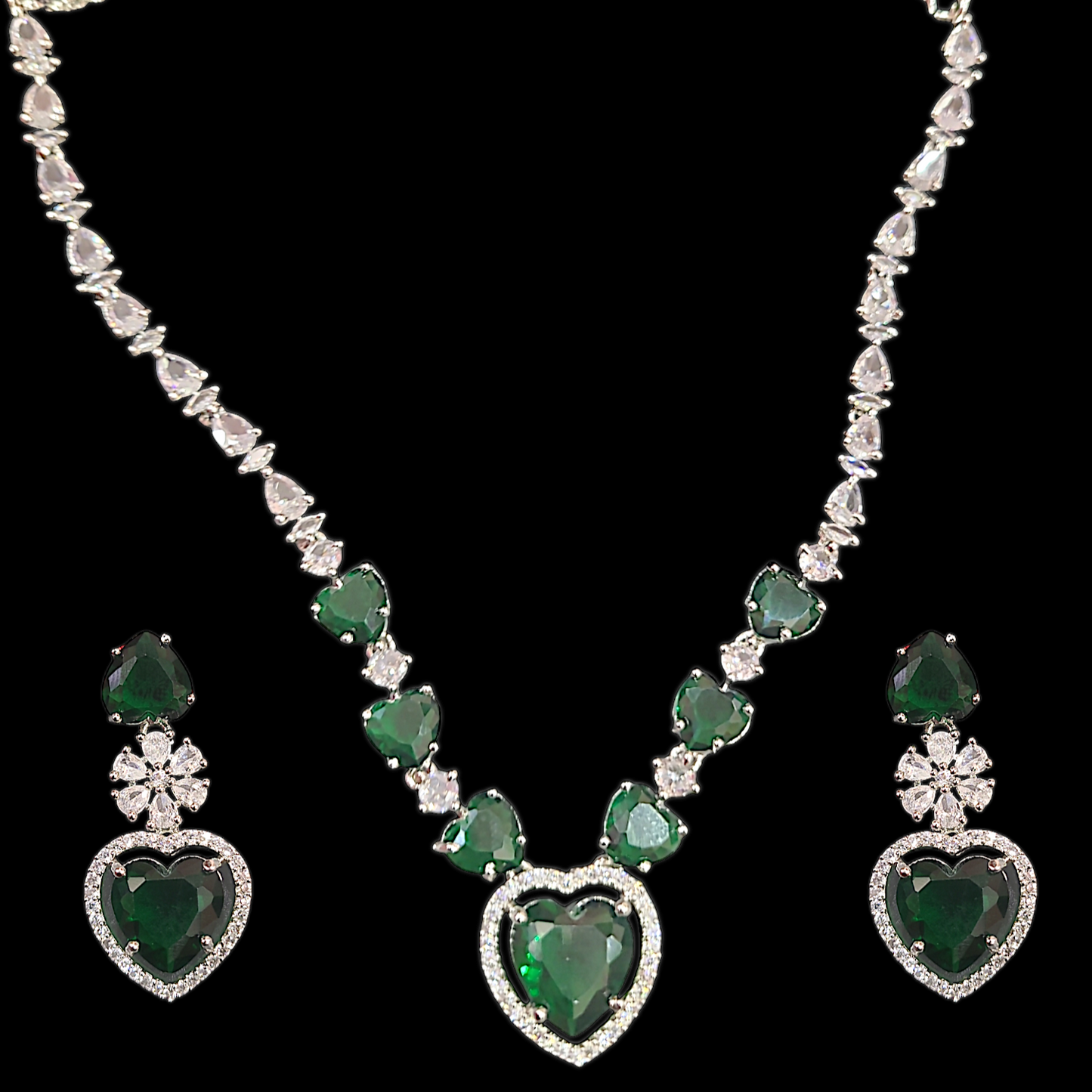 Small Heart AD Necklace Emerald Green