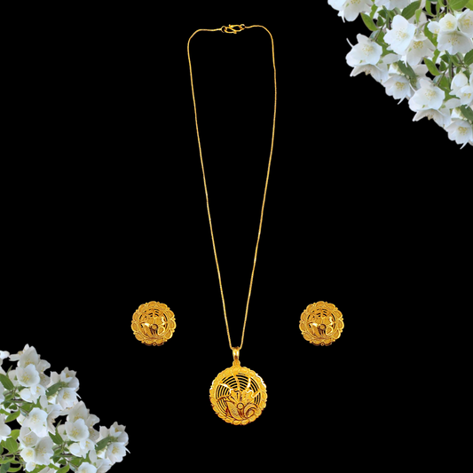 Round Flower Locket Chain Set