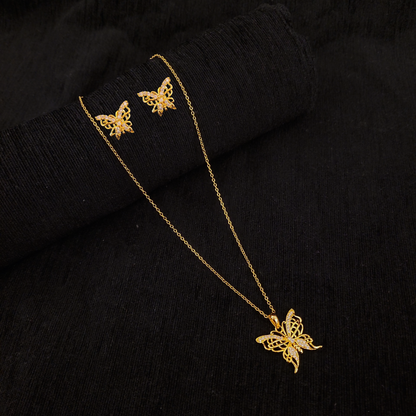 Butterfly Locket Chain Set