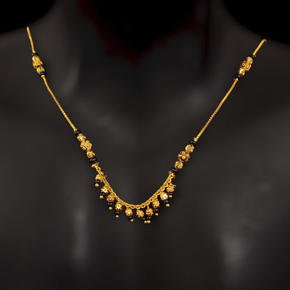 Black Bead Golden Ball Latkan Chain