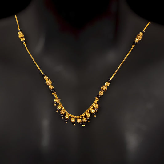 Black Bead Golden Ball Latkan Chain