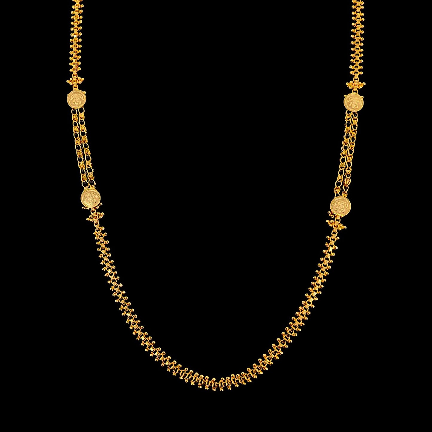 Designer Black Beads Coin Chain