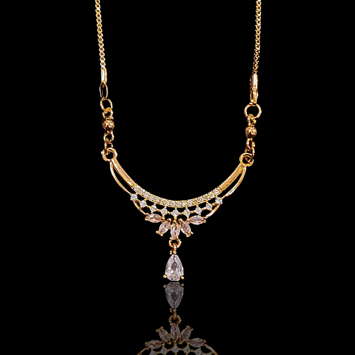 Rose Gold Pink AD Pendent Chain