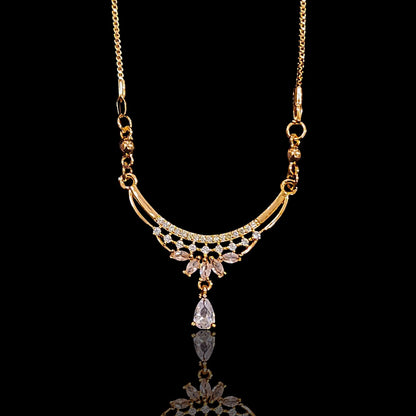 Rose Gold Pink AD Pendent Chain