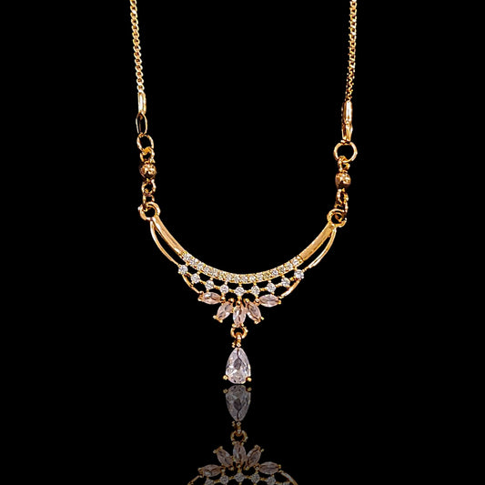 Rose Gold Pink AD Pendent Chain