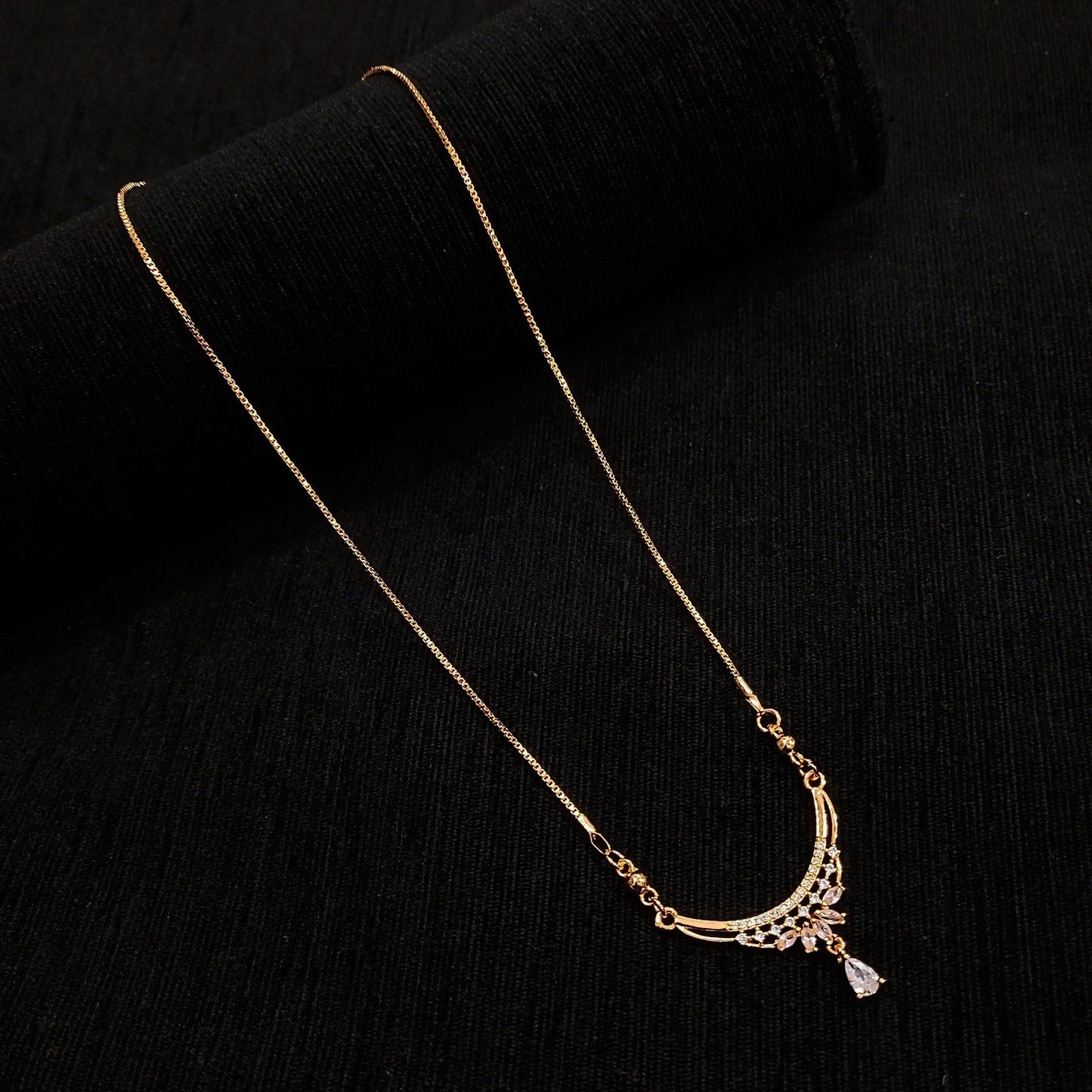 Rose Gold Pink AD Pendent Chain