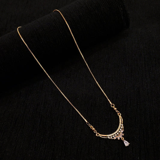 Rose Gold Pink AD Pendent Chain