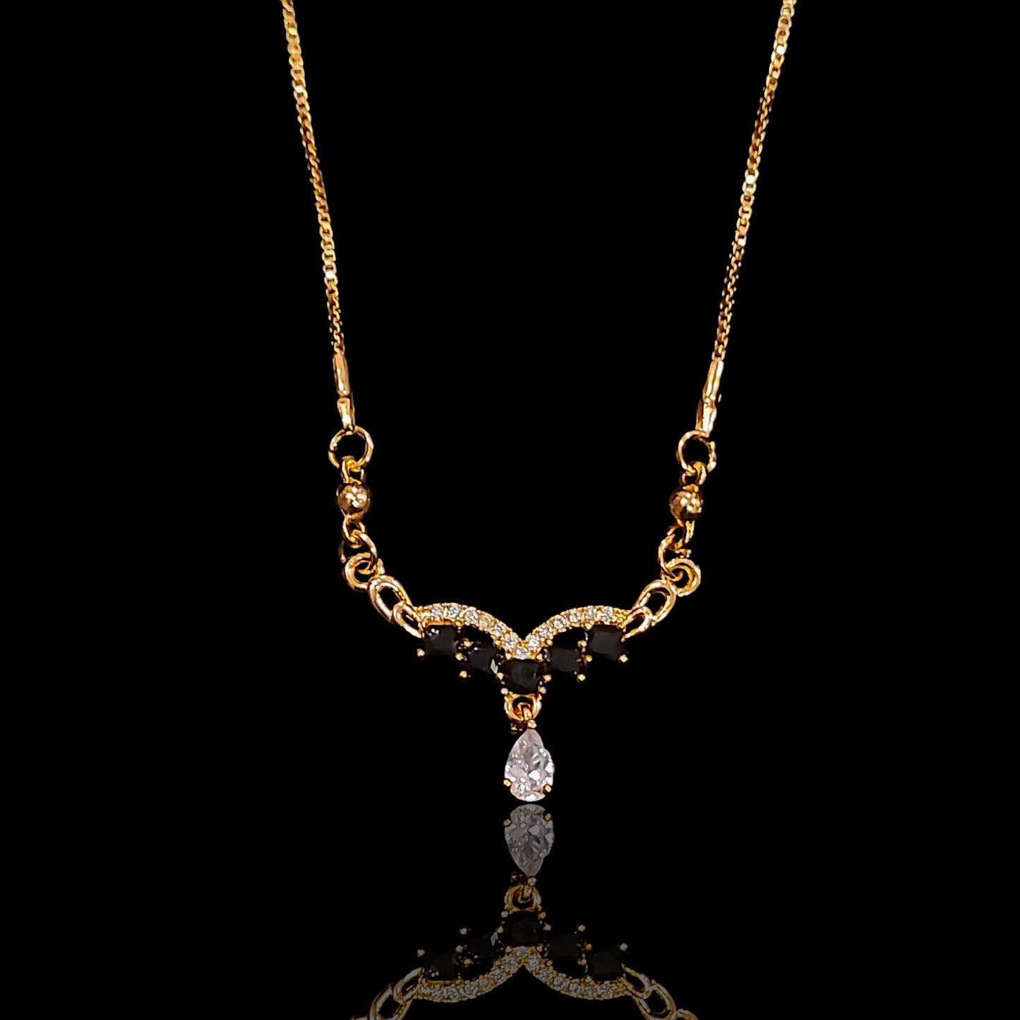 Rose Gold Black AD Pendent Chain