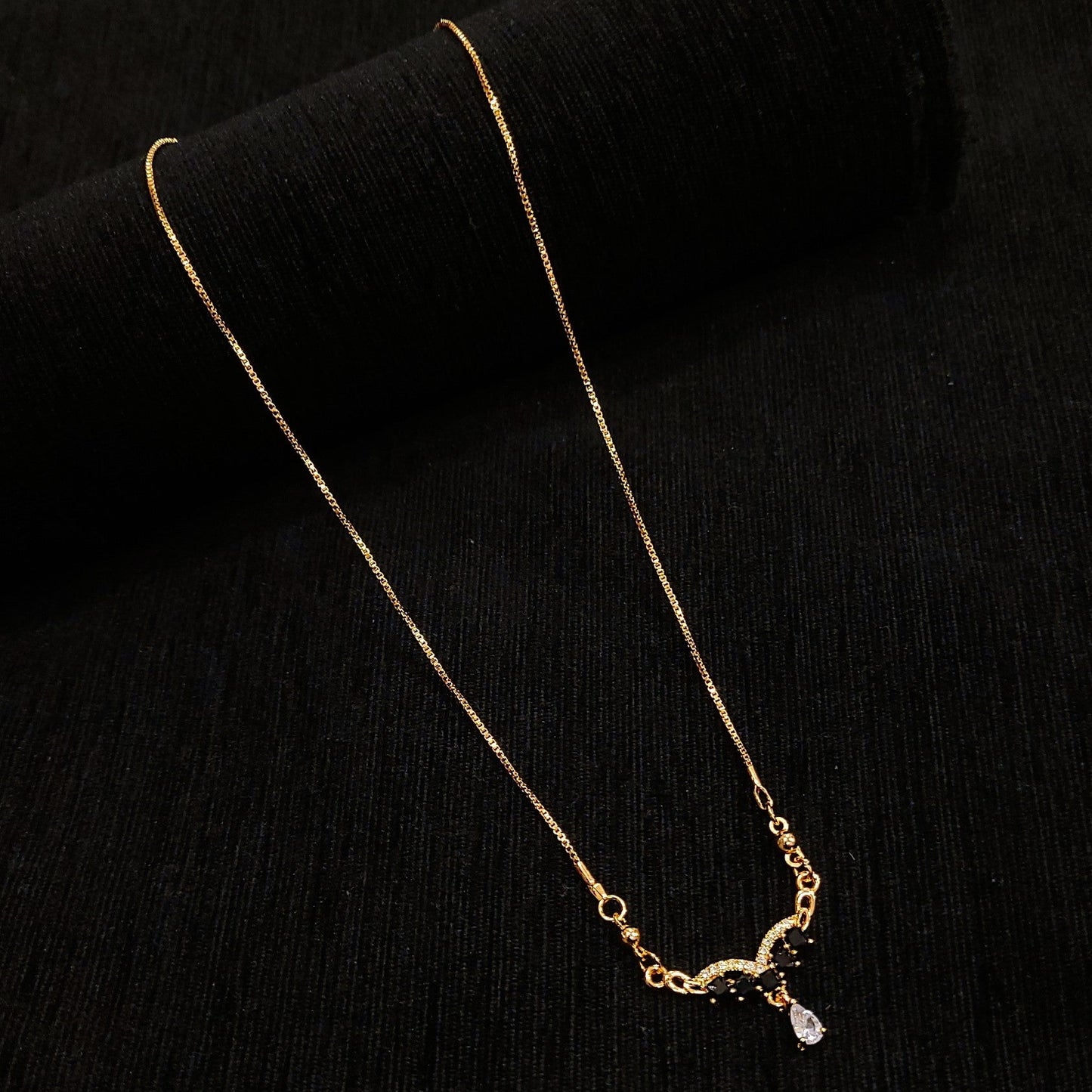 Rose Gold Black AD Pendent Chain