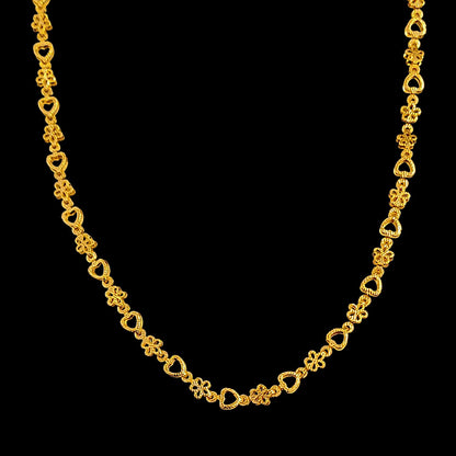 3D Flower Heart Chain