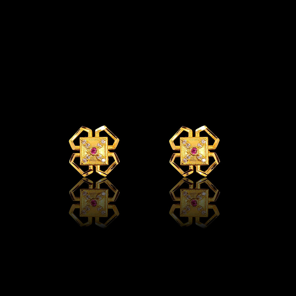 Small Ruby Flower Tops - XII