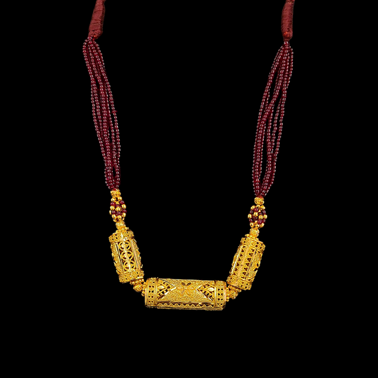 Triple Dhol Locket Tarsel (Maroon)