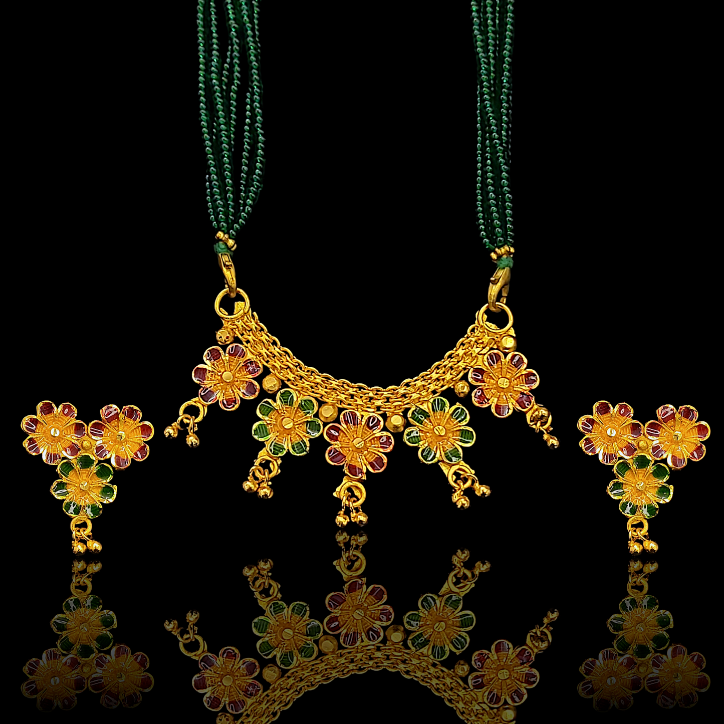 Dual Mina Flower Locket Set