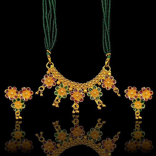 Dual Mina Flower Locket Set