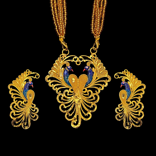 Dual Peacock Mina Locket Set