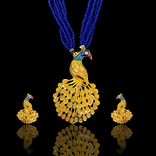 Peacock Feather Locket Set