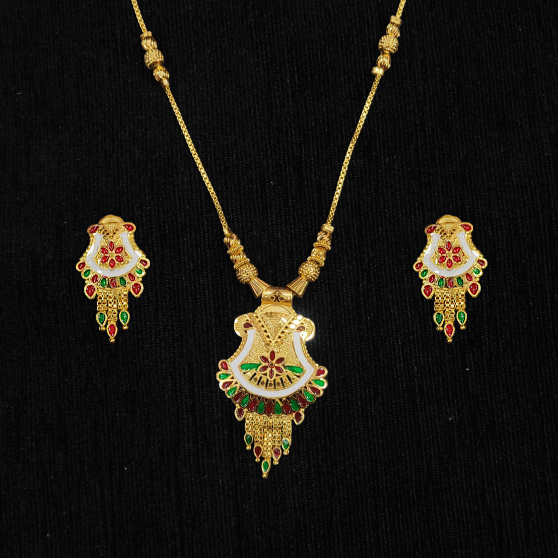 Meenakari Chain Locket Set