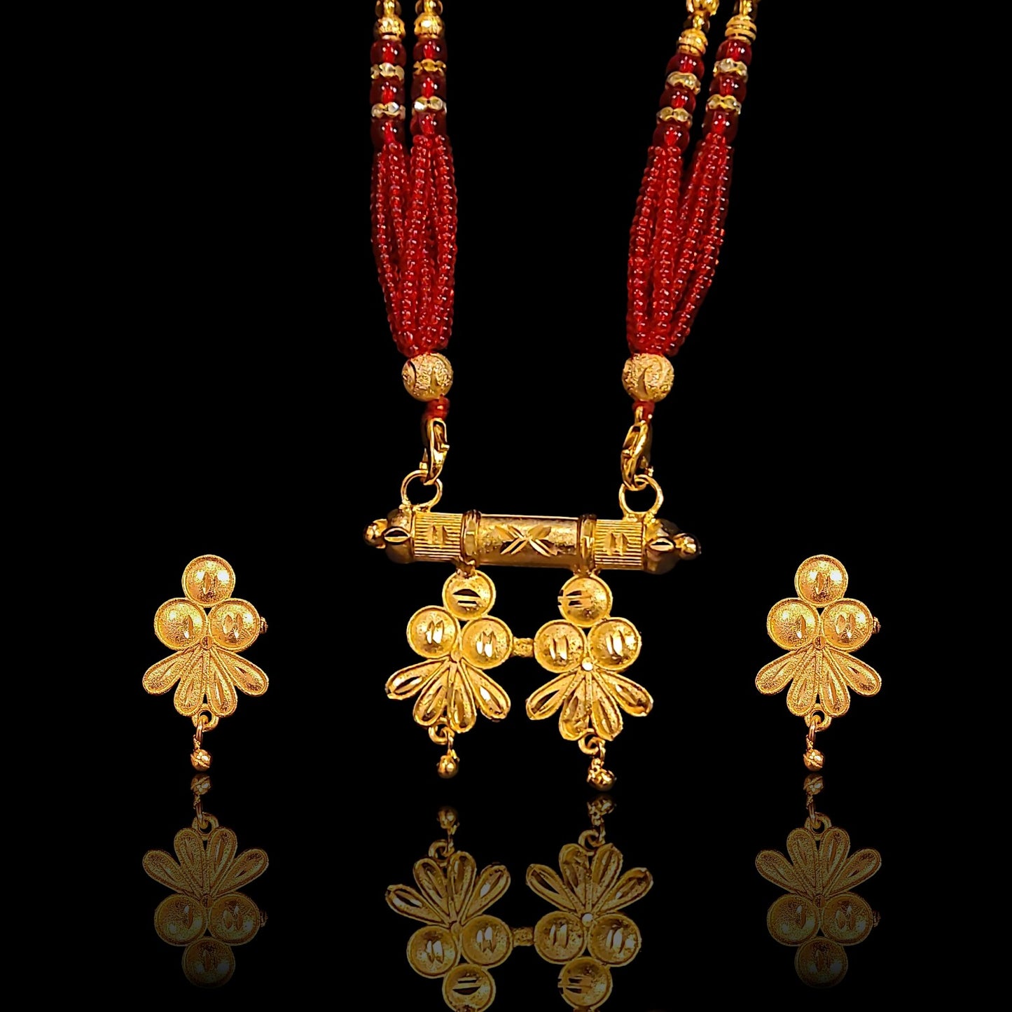 Dual Temple Leaf Locket Set