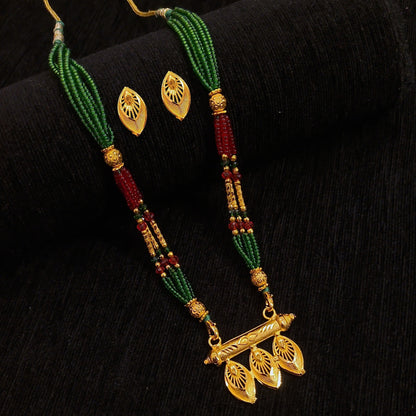 Multicolour Triple Leaf Locket Set