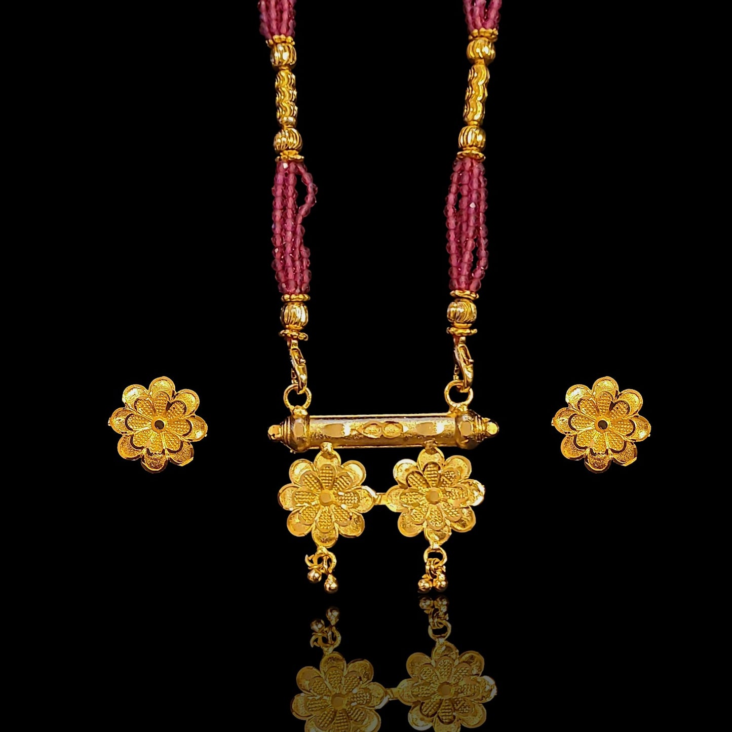 Dual Hanging Flower Locket Set