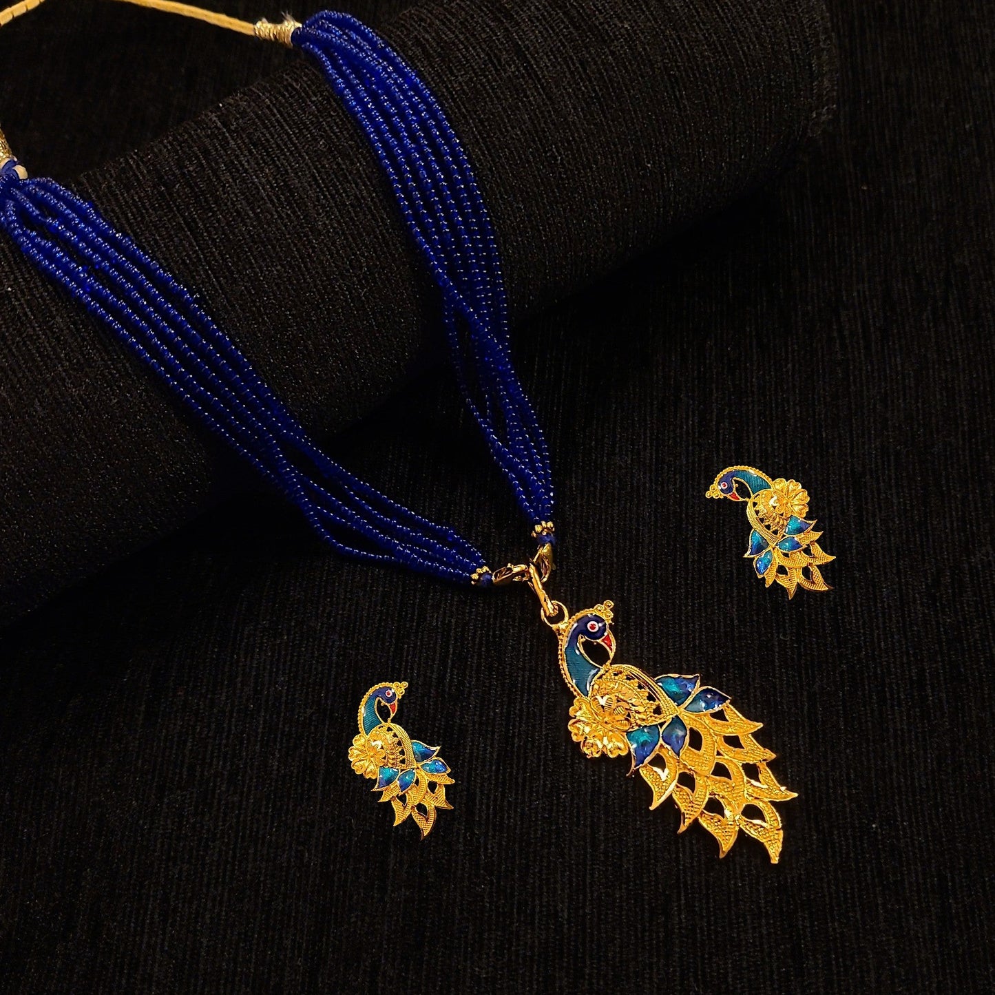 Minakari Peacock Locket Set