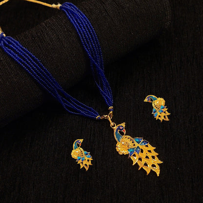 Minakari Peacock Locket Set