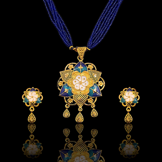 Mayurkanthi Minakari Flower Locket Set