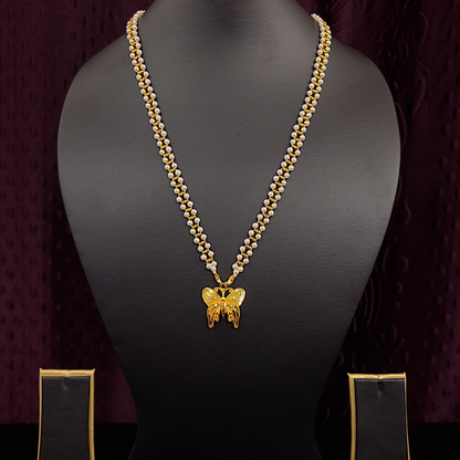 Butterfly Locket With Pearl Chain - My Golden Wish