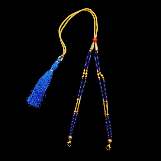 Luxurious Blue and Golden Beads Dual Line Tarsel (Tassel)