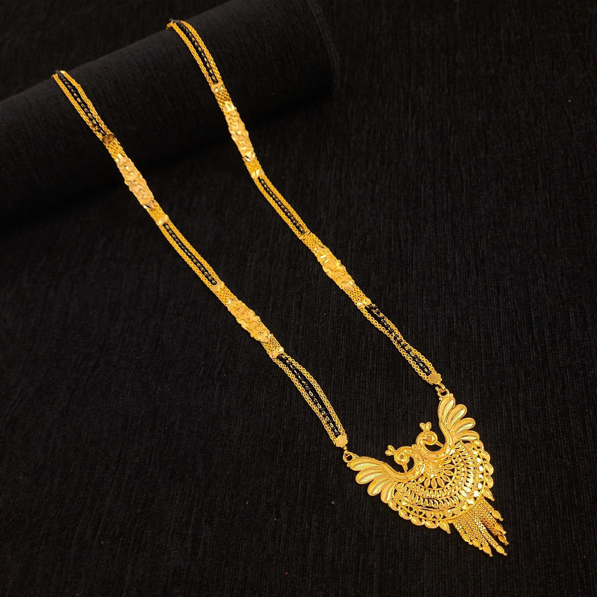 Dual Peacock Golden Chain Mangalsutra