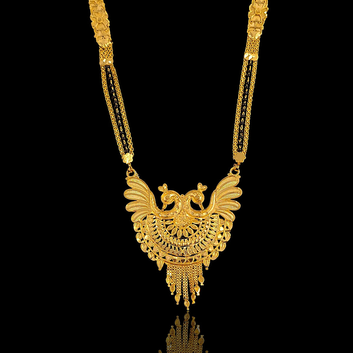 Dual Peacock Golden Chain Mangalsutra