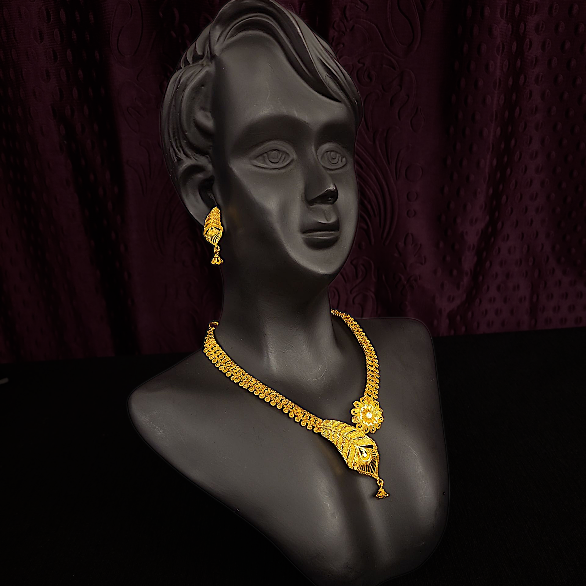 Feather Chatai Necklace Set - My Golden Wish