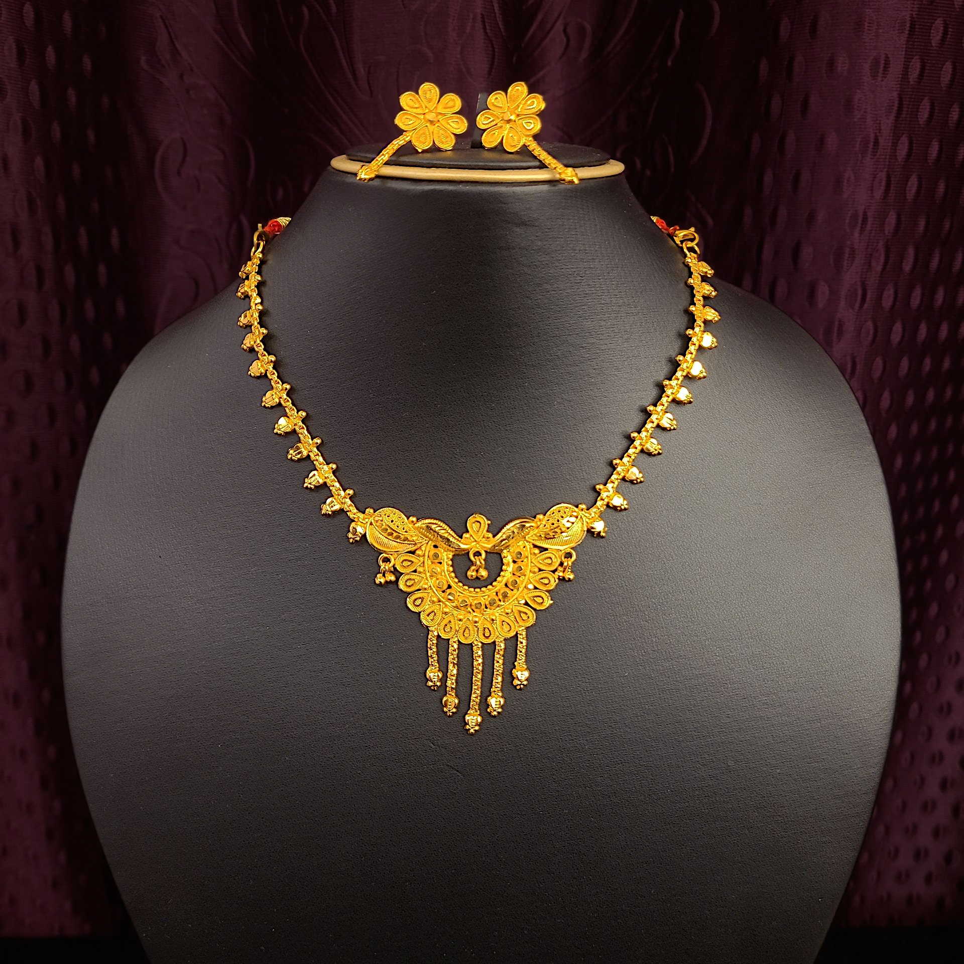 Flower Drop Necklace Set - My Golden Wish