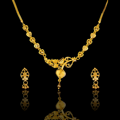 Sleek Flower Necklace Set - I